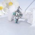 wholesale 925 Sterling Silver Celtic Cross Pendant with Abalone Shell and Green CZ Gemstone for Men & Women - Christian Religious s-0-2