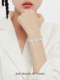 wholesale 925 Sterling Silver Green Jade Link Bracelet Wholesale With Intricate Clasp Design-0-12