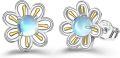 wholesale 925 Sterling Silver Blue Moonstone Daisy Stud Earrings Hypoallergenic Jewelry for Women-0-0