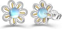wholesale 925 Sterling Silver Blue Moonstone Daisy Stud Earrings Hypoallergenic Jewelry for Women-Daisy
