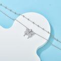 wholesale 925 Sterling Silver Butterfly Pendant Double Layered Chain Necklace for Women 18+2 inches-0-2