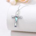 wholesale 925 Sterling Silver Cross with Abalone Shell and Tree Design Pendant Necklace for Women-0-2