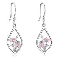 wholesale 925 Sterling Silver Pink Enamel Lotus Flower Teardrop Drop Earrings For Women-Lotus