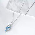 wholesale 925 Sterling Silver Blue Fire Opal Shell Pendant Necklace for Women Girls  45cm Chain Length-0-1