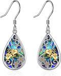 wholesale 925 Sterling Silver Teardrop Abalone Shell Flower Tree Of Life Dangle Earrings For Women-0-0