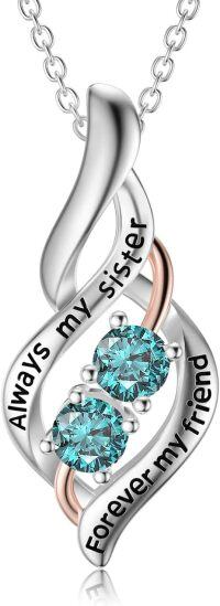 wholesale Sterling Silver Yellow Stone Sisterhood Pendant Necklace for Women-simple-simple