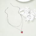 wholesale 925 Sterling Silver Strawberry Charm Double Chain Layered Choker Necklaces Gifts for Women-0-2