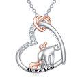 wholesale 925 Sterling Silver Mama Bear Pendant With Rose Gold And Diamonds-0-0