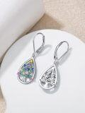 wholesale 925 Sterling Silver Christmas Tree Shape Colorful Gemstone Drop Earrings for Women Gifts-0-4