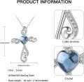 wholesale 925 Sterling Silver Heart-Shaped Blue Stone Cross Pendant Necklace for Women and Girls-0-3