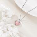 wholesale 925 Sterling Silver Pink Drusy Heart Pendant Necklace - Valentine's Day Gifts for Her-0-3