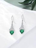 wholesale 925 Sterling Silver Heart Birthstone Celtic Knot Dangle Leverback Earrings-0-82
