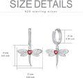 wholesale 925 Sterling Silver Red Crystal Dragonfly Heart Celtic Huggie Hoop Dangle Earrings-0-1