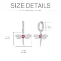 wholesale 925 Sterling Silver Red Crystal Dragonfly Heart Celtic Huggie Hoop Dangle Earrings Wholesale-0-1