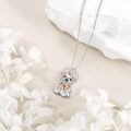 wholesale 925 Sterling Silver Dog Shaped Charm Pendant Necklace with Bow Tie and Collar for Women-0-2