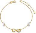wholesale 14K Gold Pearl Infinity Charm Bracelet for Women - Love Knot Design-0-0