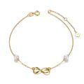 wholesale 14k Gold Infinity Bracelet With 5mm Natural Freshwater Pearls Yellow Gold Plated For Women-0-0