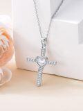 wholesale 925 Sterling Silver Heart-Shaped CZ Cross Pendant Necklace for Women - Faith  for Mom Wife Daughter Sister-0-3