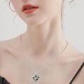 wholesale 925 Sterling Silver Heart with Butterfly and Black Stone Pendant Necklace-0-2