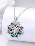 wholesale 925 Sterling Silver & Natural Moonstone Abalone Shell Flower Pendant Necklace for Women - Christmas Gift Ideas-0-1