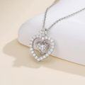 wholesale White Gold Plated Silver & Moissanite Geometric Heart Solitaire Necklace 1.0ct-0-1