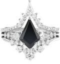 wholesale 925 Sterling Silver Black Octagonal Stone Rings Wholesale With Floral Detail-0-0