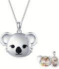 wholesale 925 Sterling Silver Photo Holder Pendant with Koala Charm Necklace for Women Girls-0-0