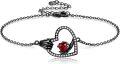 wholesale 925 Sterling Silver Heart Claddagh Red CZ Charm Bracelet for Women Girls Gothic  6-8 Adjustable Chain Length-0-0