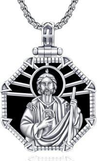wholesale 925 Sterling Silver Saint Joseph Medal Cross Religious Catholic Men's Women's Charm Pendant Necklace  s for Him Her Boys Girls Kids-D-01 St Jude