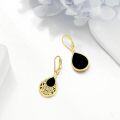 wholesale Gold-Plated 925 Sterling Silver Teardrop Black Onyx Filigree Drop Earrings-0-5