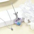 wholesale 925 Sterling Silver Butterfly & Flower Purple Crystal Cremation Jewelry Keepsake Pendant Necklace with Funnel and Fill Kit-0-4