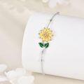 wholesale 925 Sterling Silver Sunflower Bracelet With Green Leaves-0-2