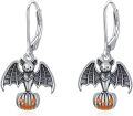 wholesale 925 Sterling Silver Witch's Heart Black Rose Pumpkin Bat Spider Skeleton Halloween Drop Earrings for Women Gifts-0-0