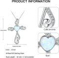 wholesale 925 Sterling Silver Heart-Shaped Opal and Cubic Zirconia Cross Pendant Necklace for Women & Girls-0-5