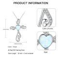 wholesale 925 Sterling Silver Heart-Shaped Opal and Cubic Zirconia Cross Pendant Necklace for Women & Girls-0-5
