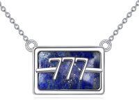 wholesale Sterling Silver & Lapis Lazuli 777 Necklace - Angel Number Pendant, 18 Chain, Spiritual Gift for Protection & Wisdom-777