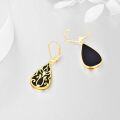 wholesale 925 Sterling Silver Teardrop Black Onyx Filigree Leverback Earrings for Women - Unique Bohemian  Idea-0-3