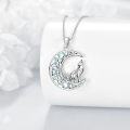 wholesale 925 Sterling Silver Crescent Moon Pendant with Howling Wolf and Pentagram Design Necklace-0-3