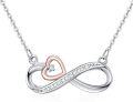 wholesale 925 Sterling Silver Heart and Infinity Pendant Necklace with Cubic Zirconia for Women-0-0