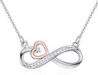 wholesale 925 Sterling Silver Heart and Infinity Pendant Necklace with Cubic Zirconia for Women-horizontal