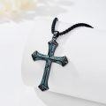 wholesale 925 Sterling Silver Black Sword & Thorn Turquoise Stone Pendant Necklace for Men/Women Christian Gifts-0-2