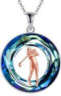 wholesale 925 Sterling Silver Blue CZ Circle Pendant Golf Lovers s for Her-0-0