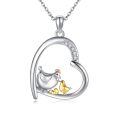 wholesale 925 Sterling Silver Heart Pendant With Enamel Chicken And Chick-0-0