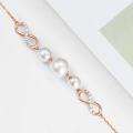 wholesale 10k Gold Infinity Bracelet with Moissanite and Freshwater Cultured Pearls 6.8-8.4 inches-0-3