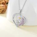 wholesale 925 Sterling Silver Heart-Shaped Pink Crystal Unicorn Pendant Necklaces for Women's Gifts-0-3