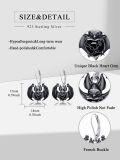 wholesale 925 Sterling Silver Black Bat Heart Chain Gothic Leverback Earrings-0-5