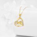 wholesale 14K Yellow Gold Heart with Baby Feet Pendant Necklace for New Moms and Expectant Mothers-0-4