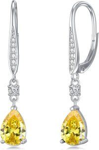wholesale 925 Sterling Silver Blue Austrian Crystal Pear Drop Leverback Earrings for Women's Gifts-11-topaz-Nov