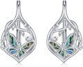 wholesale 925 Sterling Silver Butterfly Filigree Heart Leverback Hoop Earrings - Boho Chic Jewelry for Women-0-0