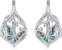 wholesale 925 Sterling Silver Butterfly Filigree Heart Leverback Hoop Earrings - Boho Chic Jewelry for Women-09-Butterfly